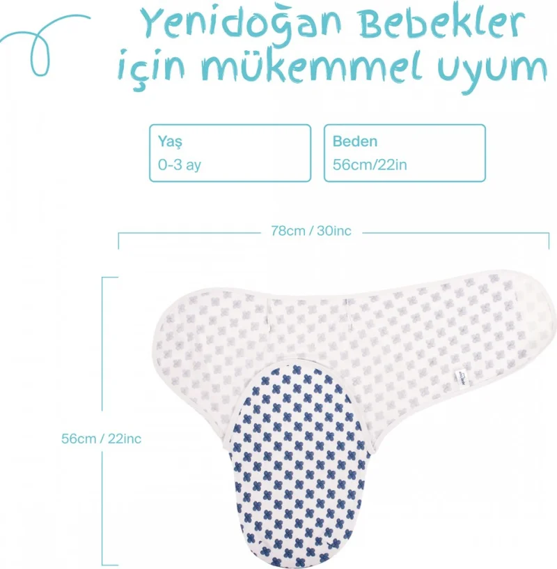 Sevi Bebe Interlock Baby Swaddle ART-118 Blue Striped
