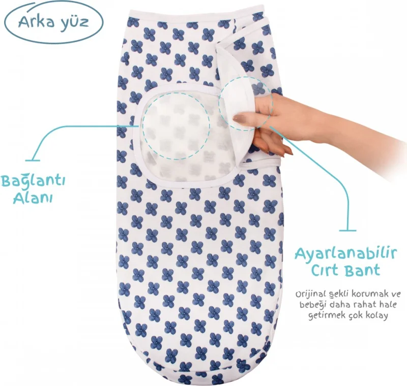 Sevi Bebe Interlock Baby Swaddle ART-118 Blue Striped