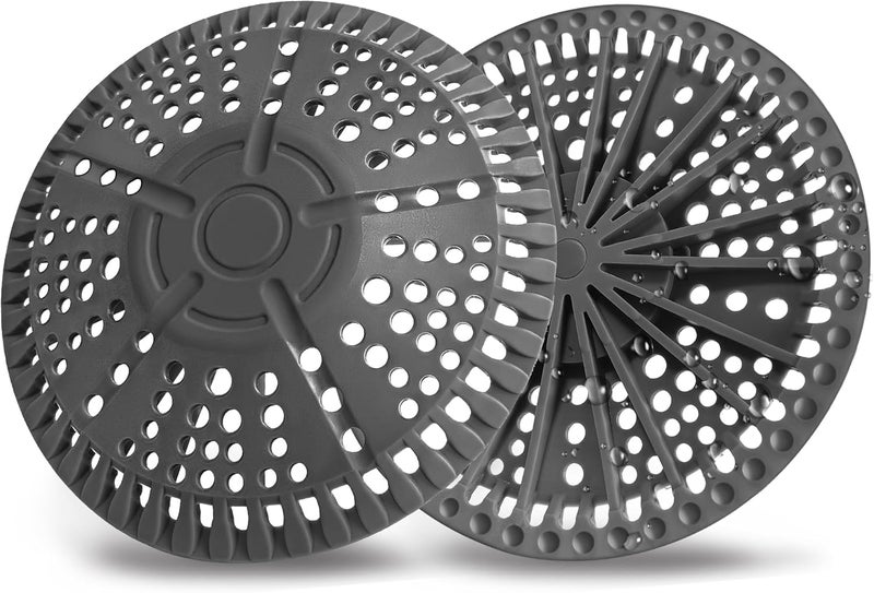 AWzzz Shower Drain Hair Catcher, 2 Pack 5.5in Shower Hair Catcher Large Premium Silicone Drain Protector Strainer, Shower Drain Cover for Shower Room, Floor Drain, Bathroom Sink, Dark Grey - Image 1