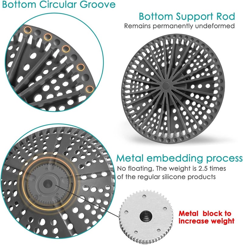 AWzzz Shower Drain Hair Catcher, 2 Pack 5.5in Shower Hair Catcher Large Premium Silicone Drain Protector Strainer, Shower Drain Cover for Shower Room, Floor Drain, Bathroom Sink, Dark Grey - Image 2