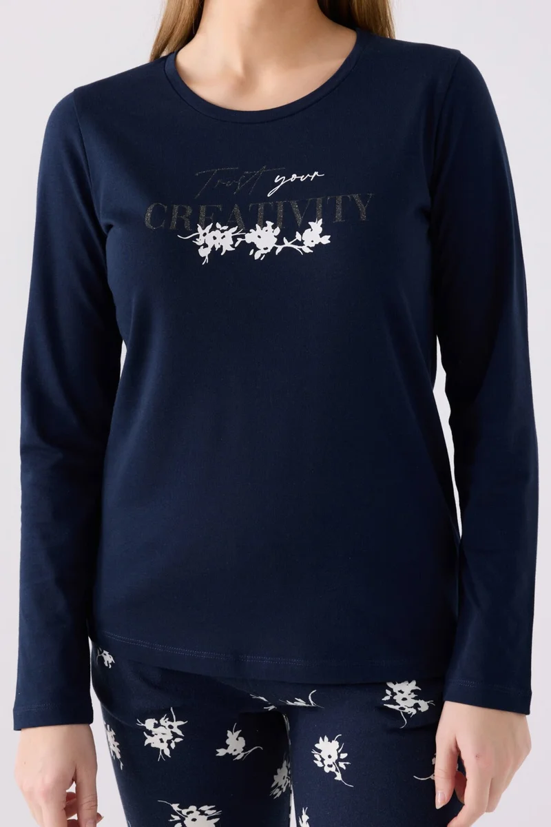 Arnetta Women's Long Sleeve Pajama Set AR3055 Navy Blue