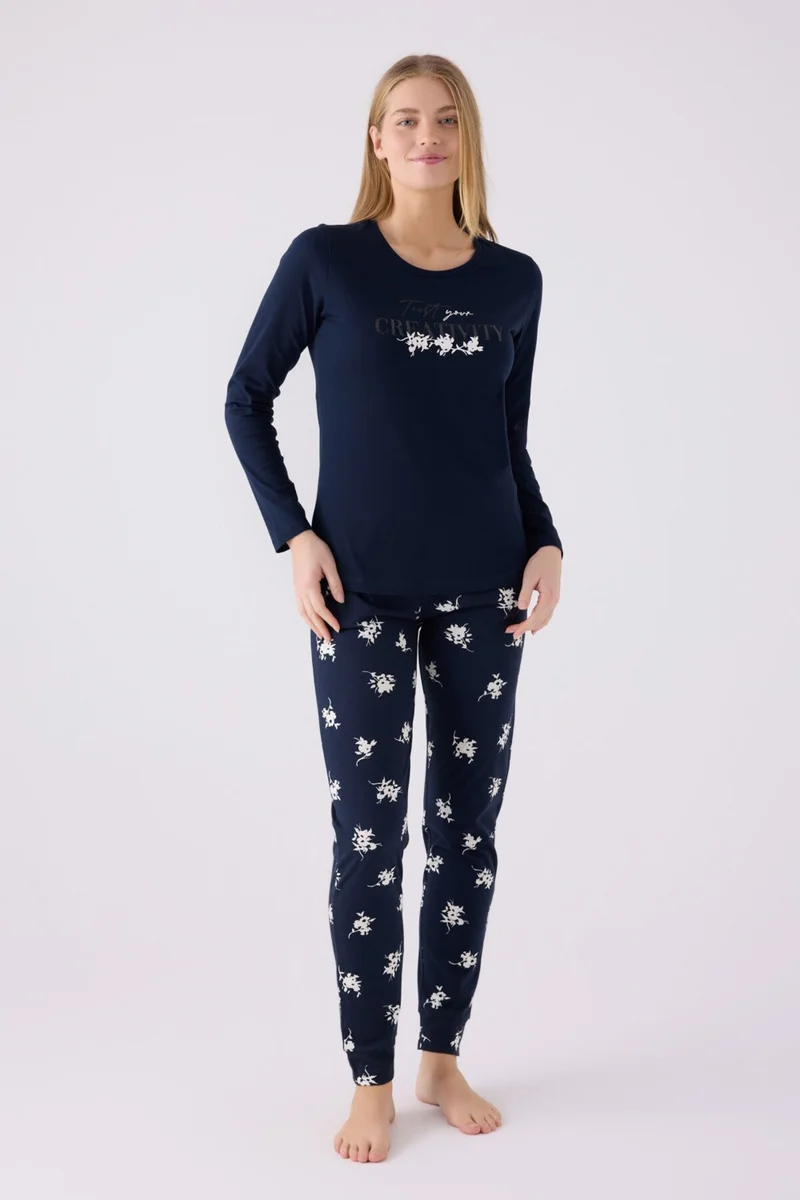 Arnetta Women's Long Sleeve Pajama Set AR3055 Navy Blue