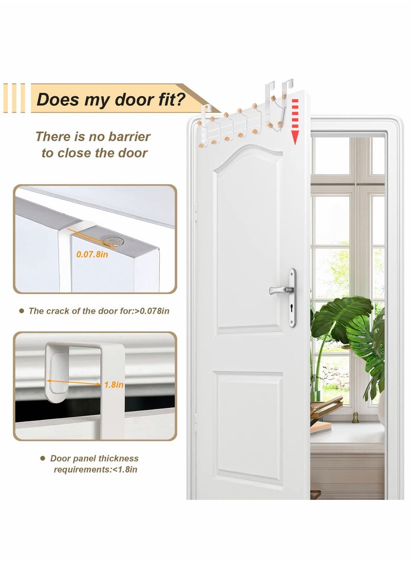 Excefore - Over The Door Hooks, Sturdy Metal Over The Door Hanger with Wooden Edge (3 Pcs Set, 20 Hooks) - Image 1