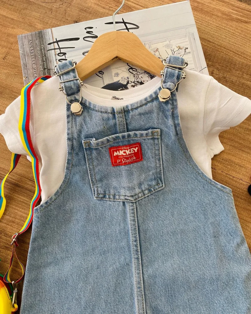 مينيمن جيجيليري My Little One's Cicis My Little One's Cicis Front Pocket Detailed Mcky Denim Overalls - Blue