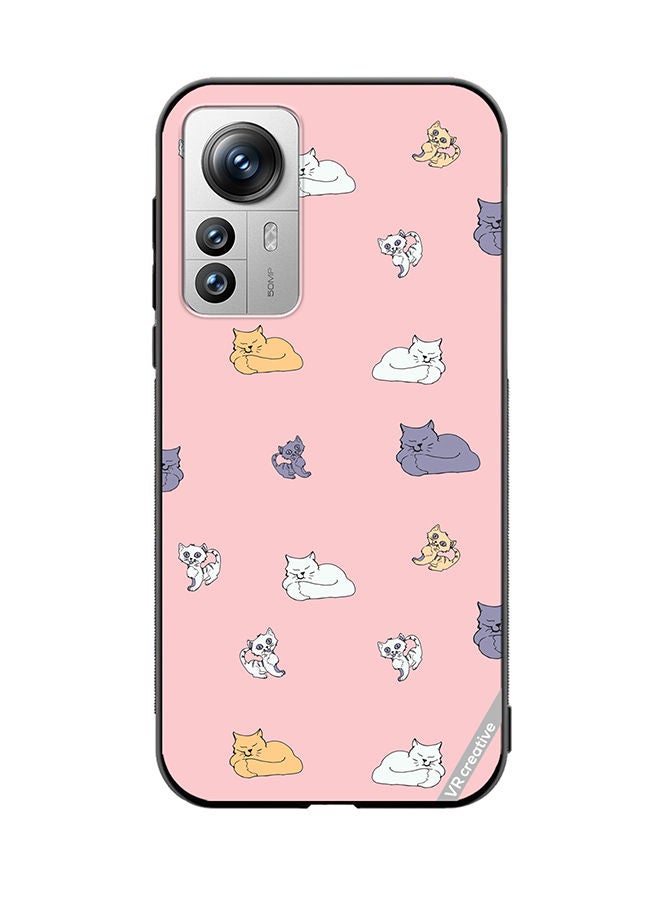 VR CREATIVE Protective Case Cover For Xiaomi 12 Pro Sleeping Cats And Playing Kittens Design Multicolour - Image 1