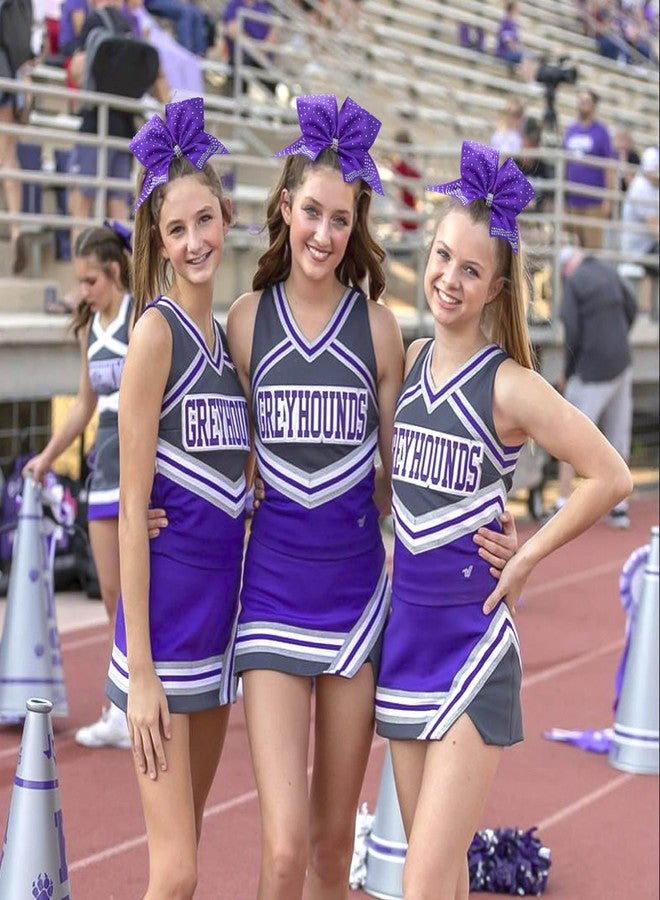 Oaoleer 12PCS Glitter Cheer Hair Bows for Cheerleading, 7inch Large Jumbo Cheer Bow with Ponytail Holder for Teen Girls Softball Cheerleader (Purple) - Image 5