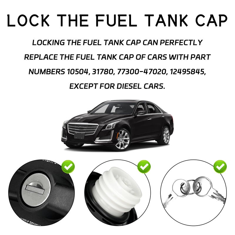 Eponcia Locking Gas Cap lock, Locking Fuel Cap with Key for 4Runner, Chevy Silverado 1500 2500 3500, Nissan GMC Subaru Buick Gas Lock Fuel Tank Caps Cover Replacement with Key 77300-47020 10504 - Image 3