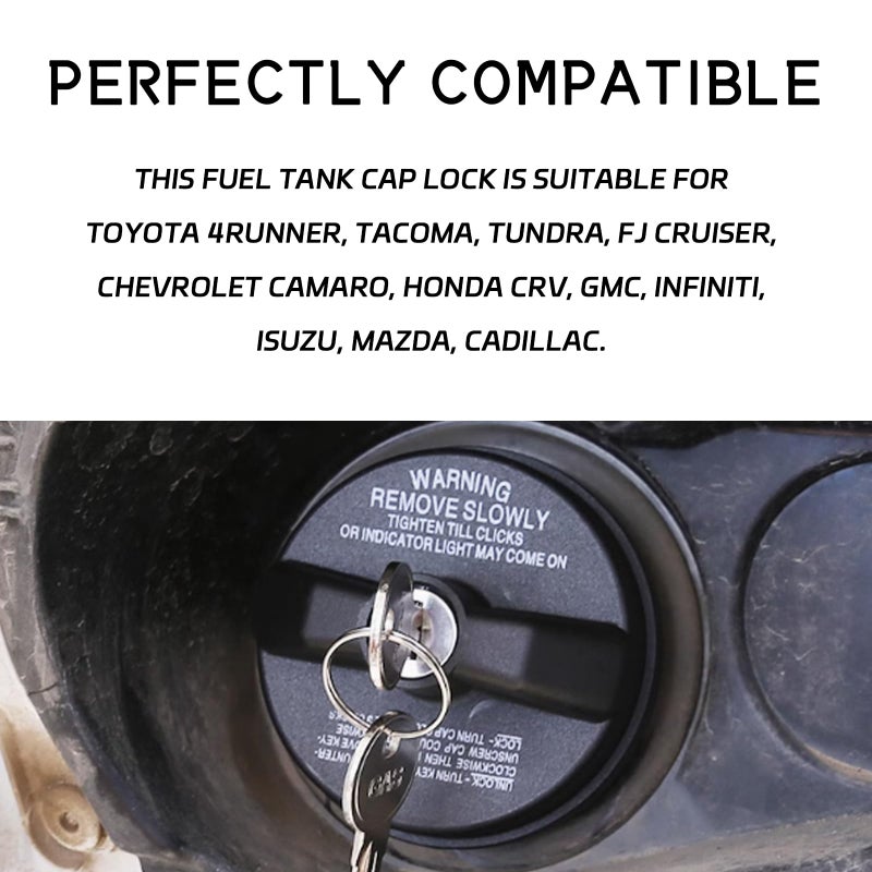 Eponcia Locking Gas Cap lock, Locking Fuel Cap with Key for 4Runner, Chevy Silverado 1500 2500 3500, Nissan GMC Subaru Buick Gas Lock Fuel Tank Caps Cover Replacement with Key 77300-47020 10504 - Image 4
