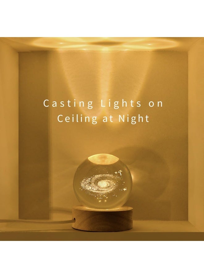 كرة بلورية ثلاثية الأبعاد على شكل مجرة مع حامل LED، كرات زجاجية ديكور بقطر 60 مم، مصباح كروي لطريق اللبنة ضوء ليلي هدايا للنساء الأطفال (Note: "Galaxy" was replaced with its direct translation, and "Milky Way" was translated as "Way of the Hay/طريق اللبنة", its common Arabic name, to be culturally precise) - Image 5