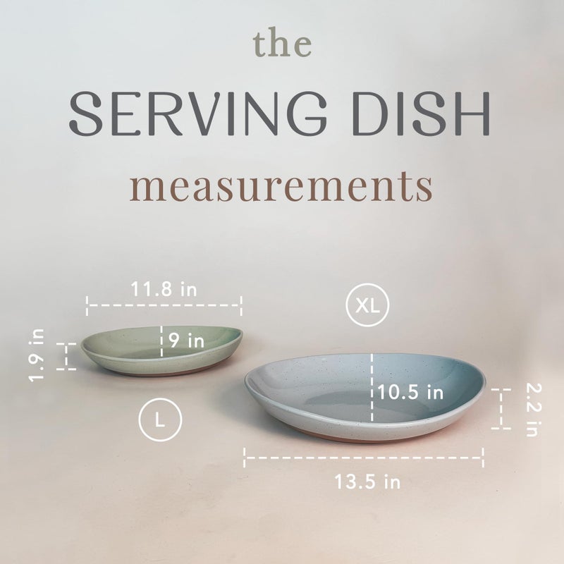 Mora Ceramic Large Serving Bowls- Set of 2 Oval Platters for Entertaining. Modern Kitchen Dishes for Dinner, Fruit, Salad, Turkey, etc. Oven, Dishwasher Safe, 55/35 oz, 13.5" / 11.8" - Neutrals - Image 2