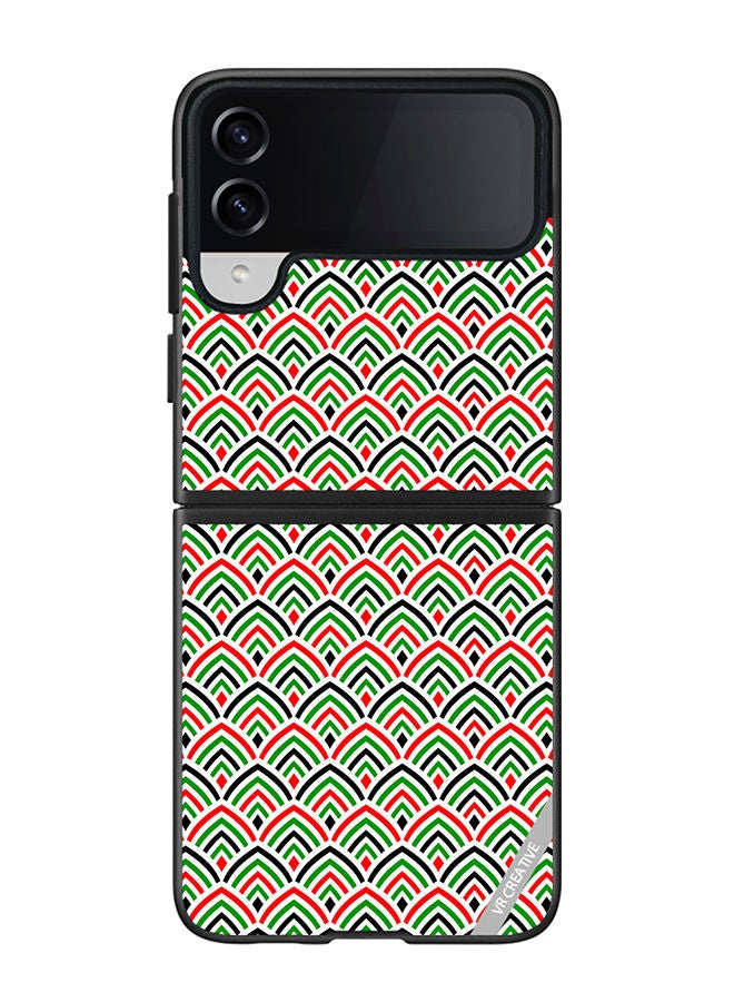 VR CREATIVE Protective Case Cover For Samsung Galaxy Z Flip4 United Arab Emirates Flag Colors Design Multicolour - Image 1