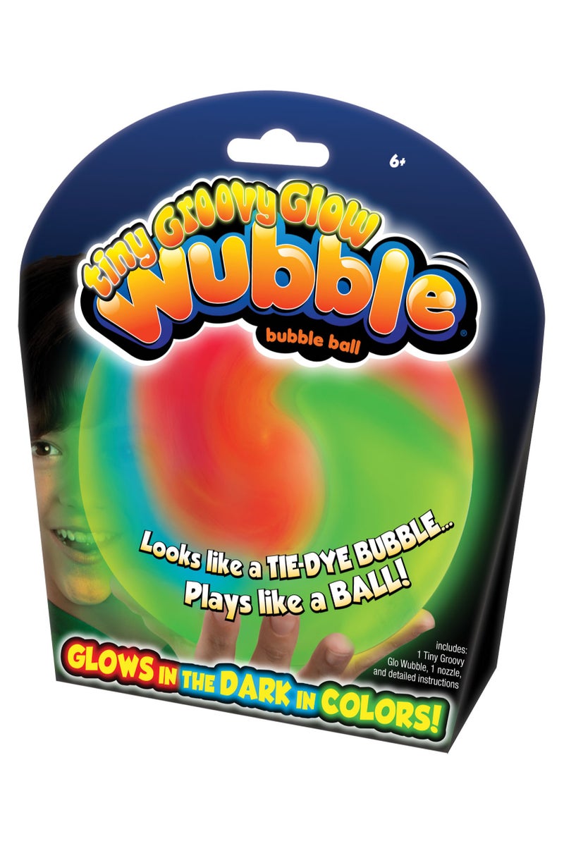 Wubble Bubble Tiny Wubble Bubble Ball Groovy Glow - Tie-Dye| Glow in the Dark | Inflatable Ball No Pump Needed! | Looks Like a Bubble, Plays Like a Ball! | Squishy Ball | Indoor & Outdoor Play for Kids - Image 1