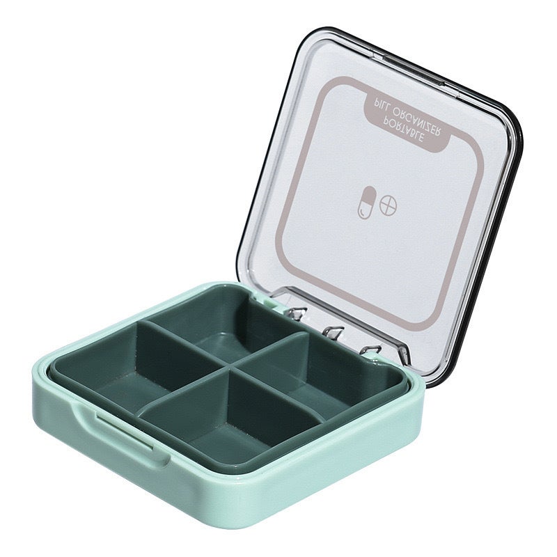 Generic Thickened Portable Transparent Plastic Medicine Box Dustproof Sealed Jewelry Repackaging Mini Storage Box Carry-On Pill Organize Green 
