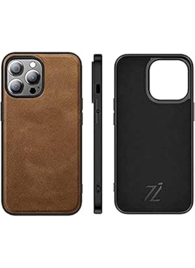 Izone - Luxury Leather iPhone Cases - Luxury Phone Case - Elevate Your iPhone with Timeless Elegance - Uncompromising Protection, and Leather Classy Covers - Non-Slip Phone Case (iPhone 13 Pro Max, Brown) - Image 1