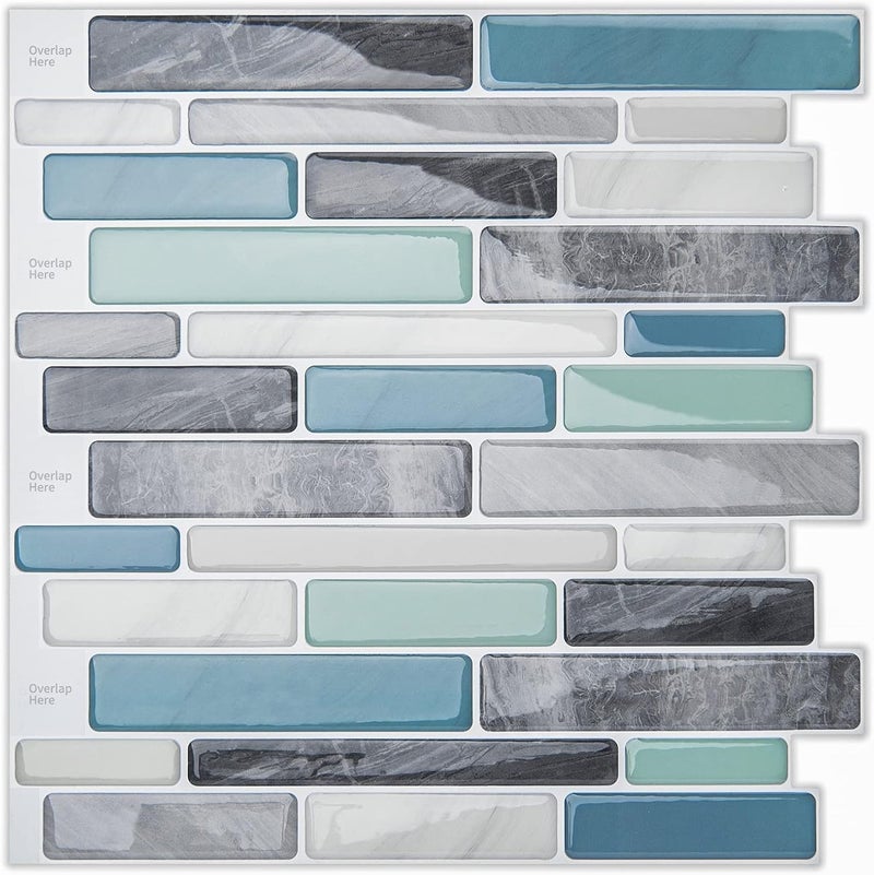 12 Pcs Peel and Stick Backsplash Tiles, 30.5 x 11.7cm Light Marble Design, Self-Adhesive Wall Tile Stickers for Kitchen and Bathroom Renovation - Image 1