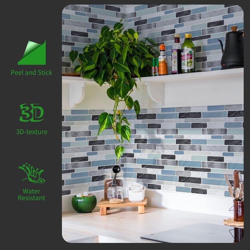 12 Pcs Peel and Stick Backsplash Tiles, 30.5 x 11.7cm Light Marble Design, Self-Adhesive Wall Tile Stickers for Kitchen and Bathroom Renovation - Image 2