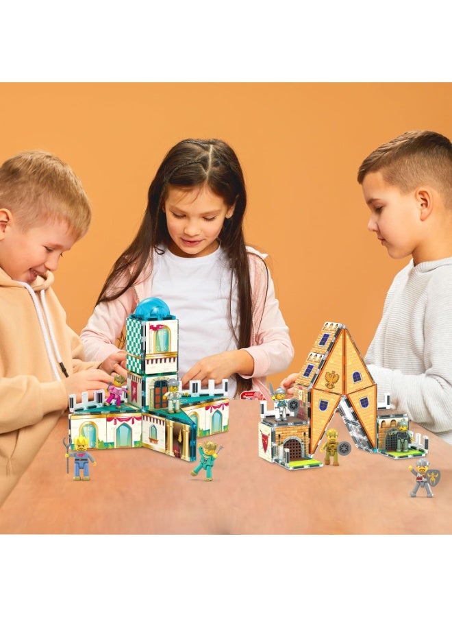 PicassoTiles بلاط بيكاسو المغناطيسي بموضوع القلعة medieval 70 قطعة | ألعاب STEM | مجموعة ألعاب تعليمية | كتل تكديس | تعزز مهارات حل المشكلات والمهارات الحركية الدقيقة | تحسن التنسيق والإبداع | هدية للأطفال والرضع | مجموعة بناء لتطوير عقل الطفل - Image 2