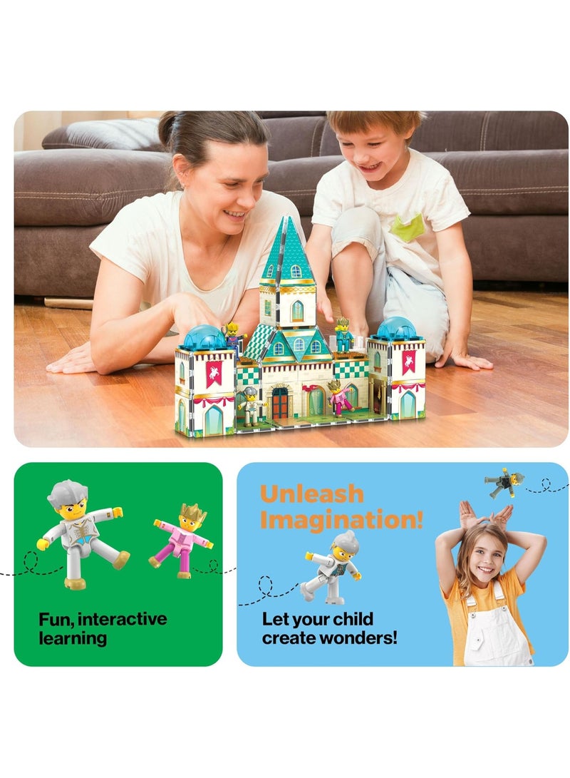 PicassoTiles بلاط بيكاسو المغناطيسي بموضوع القلعة medieval 70 قطعة | ألعاب STEM | مجموعة ألعاب تعليمية | كتل تكديس | تعزز مهارات حل المشكلات والمهارات الحركية الدقيقة | تحسن التنسيق والإبداع | هدية للأطفال والرضع | مجموعة بناء لتطوير عقل الطفل - Image 4