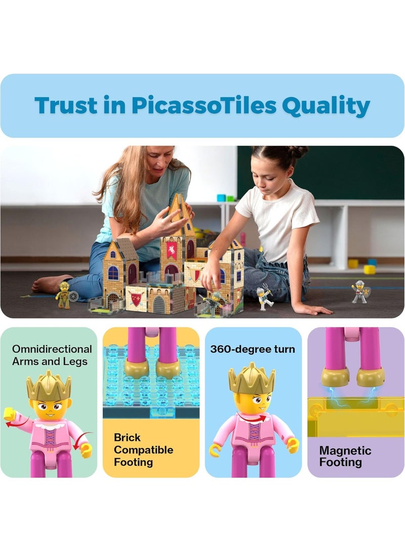PicassoTiles بلاط بيكاسو المغناطيسي بموضوع القلعة medieval 70 قطعة | ألعاب STEM | مجموعة ألعاب تعليمية | كتل تكديس | تعزز مهارات حل المشكلات والمهارات الحركية الدقيقة | تحسن التنسيق والإبداع | هدية للأطفال والرضع | مجموعة بناء لتطوير عقل الطفل - Image 5