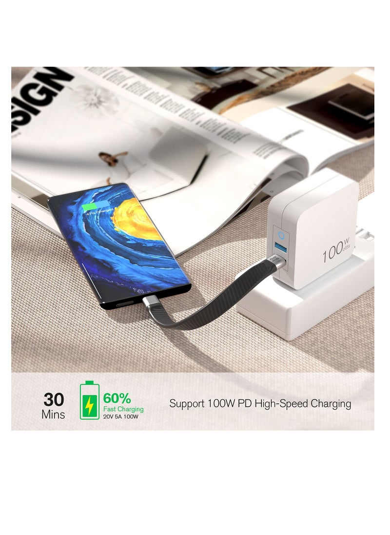 KASTWAVE - USB C to USB C Cable 13.7cm, Short USB C Cable(USB 3.2 Gen 2) Supports 100W Charging / 10Gbps Data Transfer / 4K@60Hz Display, USB C Charging Cable for Samsung Galaxy, Compatible with Android(Sliver) - Image 1