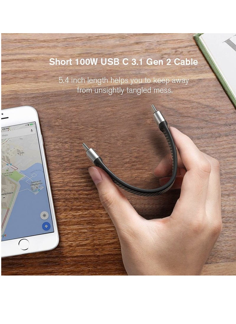 KASTWAVE - USB C to USB C Cable 13.7cm, Short USB C Cable(USB 3.2 Gen 2) Supports 100W Charging / 10Gbps Data Transfer / 4K@60Hz Display, USB C Charging Cable for Samsung Galaxy, Compatible with Android(Sliver) - Image 1