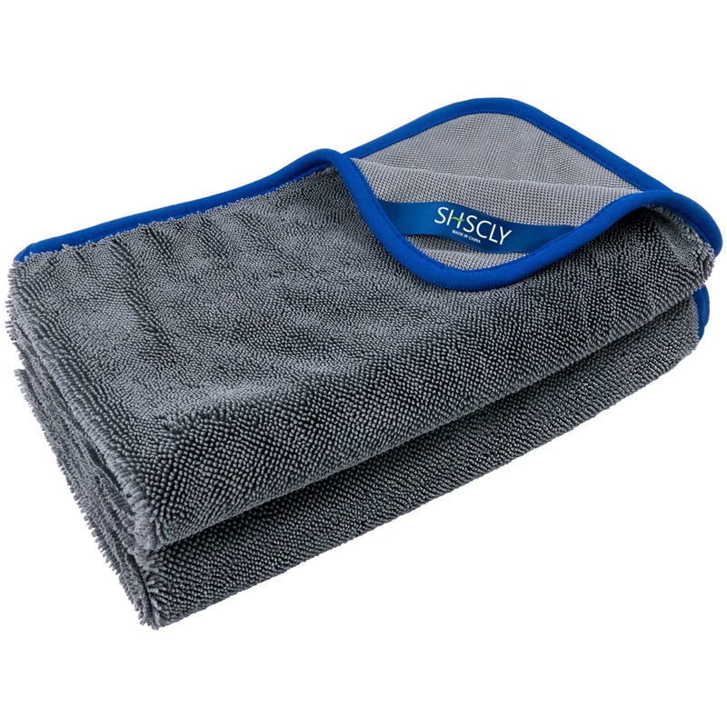 SHSCLY Microfiber Car Drying Towel Super Absorbent Twist Pile Car Towels Rapid Drying Large Cleaning LintFree Detailing Cloth Gray 24 x 20 Inches Pack of 2