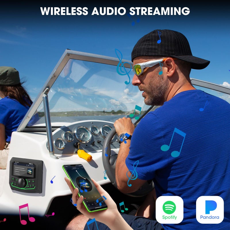 VOXXBASS Waterproof Marine Bluetooth Radio for Boat - Marine Gauge Stereo Receiver -3 Inch LCD Display Backup Camera Input USB AUX 4 Zones Subwoofer Pre-Amp AM FM Radio for ATVs UTVs SXS - Image 3