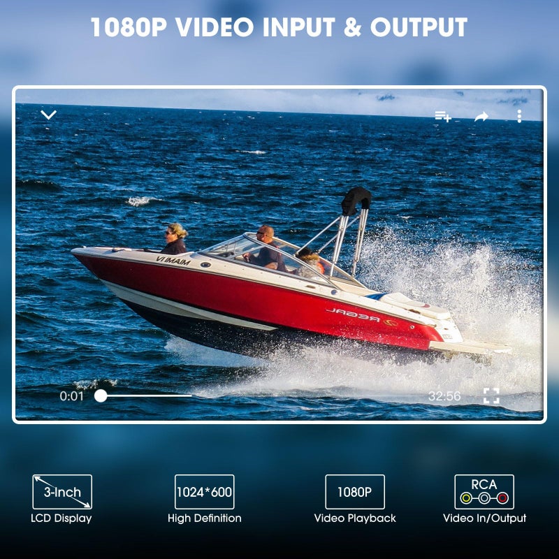 VOXXBASS Waterproof Marine Bluetooth Radio for Boat - Marine Gauge Stereo Receiver -3 Inch LCD Display Backup Camera Input USB AUX 4 Zones Subwoofer Pre-Amp AM FM Radio for ATVs UTVs SXS - Image 4