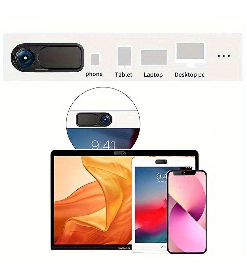 7 Pieces Black Webcam Privacy Cover Magnetic Sticker for Laptops Tablets Phones - Image 3