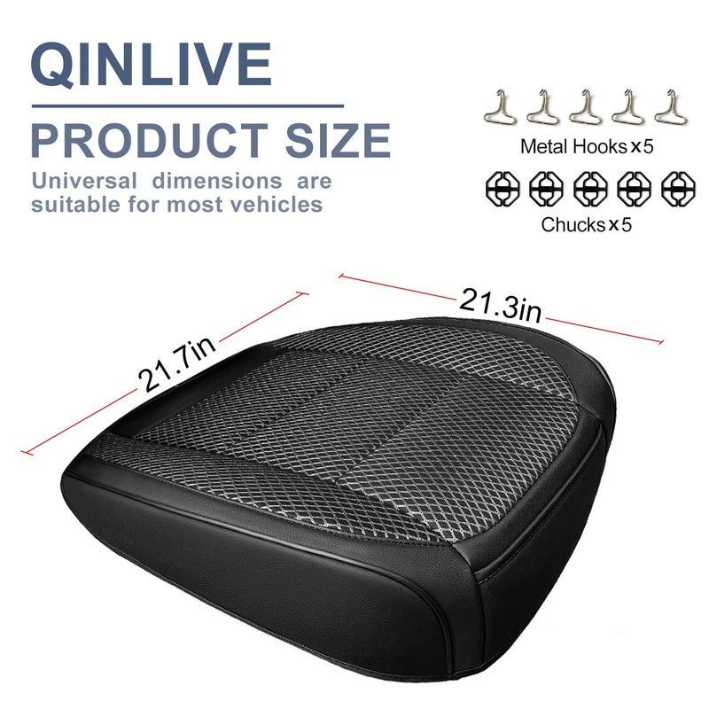 Qinlive 2 Pack Black Ventilated Bottom Car Seat Cover, 3D Air Mesh Breathable Front Leather Car Seat Protectors, Universal Fit Automotive Comfortable Seat Cushion with Storage Pocket for Car Truck SUV - Image 2