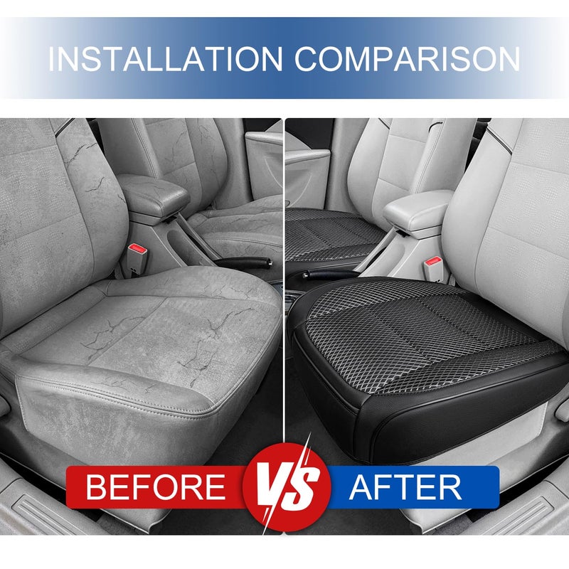 Qinlive 2 Pack Black Ventilated Bottom Car Seat Cover, 3D Air Mesh Breathable Front Leather Car Seat Protectors, Universal Fit Automotive Comfortable Seat Cushion with Storage Pocket for Car Truck SUV - Image 5