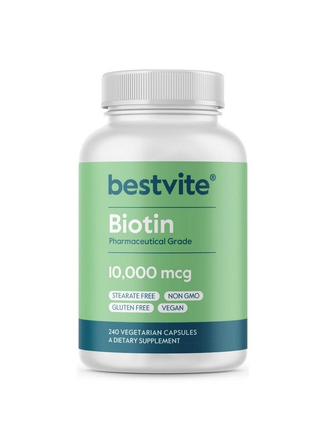 BESTVITE BESTVITE Biotin 10,000mcg (240 Vegetarian Capsules) - No Stearates - No Dicalcium Phosphate - No Artificial Sweeteners - No Flavors - No Flow Agents - Vegan - Non GMO - Gluten Free - Image 1