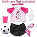 18INDC 18 Inch Doll Accessories Football Sport Set 7PCS Includes Headband Tops Shorts Shoes Mini Soccer Ball Socks Water Bottle for American Doll Pretend Play Gifts - Image 4