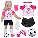 18INDC 18 Inch Doll Accessories Football Sport Set 7PCS Includes Headband Tops Shorts Shoes Mini Soccer Ball Socks Water Bottle for American Doll Pretend Play Gifts - Image 2