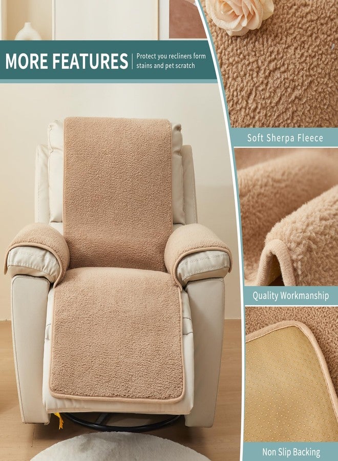 vctops Sherpa Fleece Recliner Chair Cover Super Soft Warm Plush Sofa Slipcover Furniture Protector Non Slip Washable Reclining Chair Cover for Kids, Pets (Camel,22"x82") - Image 2