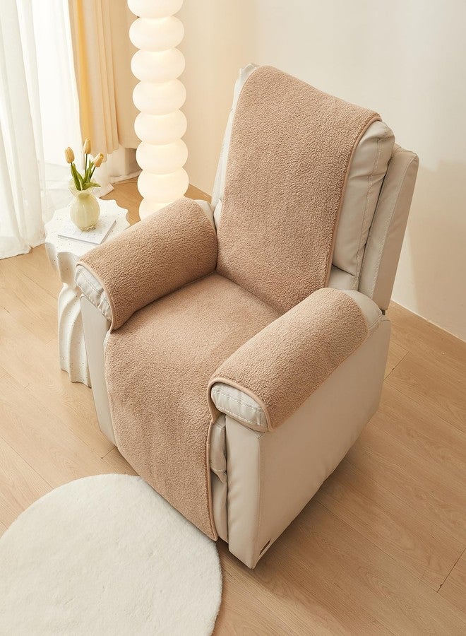vctops Sherpa Fleece Recliner Chair Cover Super Soft Warm Plush Sofa Slipcover Furniture Protector Non Slip Washable Reclining Chair Cover for Kids, Pets (Camel,22"x82") - Image 1