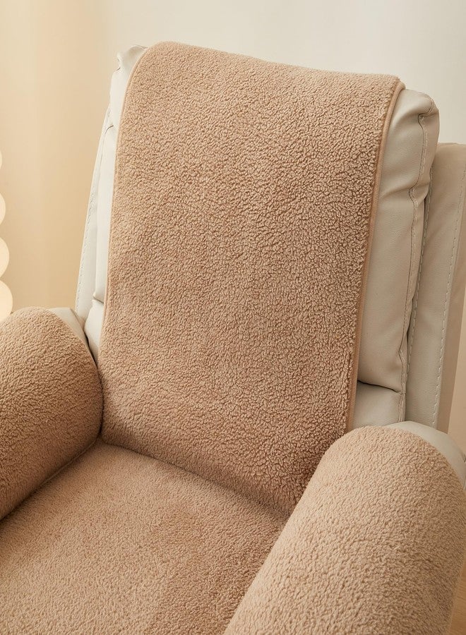 vctops Sherpa Fleece Recliner Chair Cover Super Soft Warm Plush Sofa Slipcover Furniture Protector Non Slip Washable Reclining Chair Cover for Kids, Pets (Camel,22"x82") - Image 4