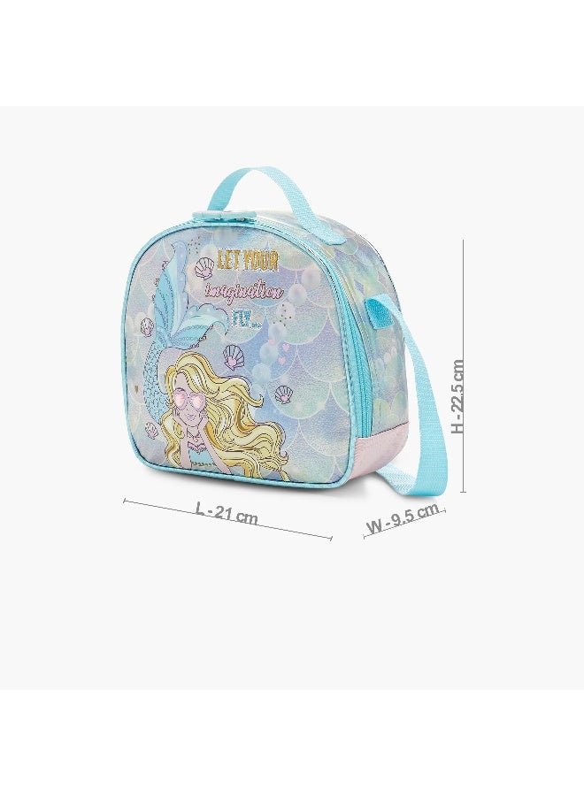 sami_studio Lunch Bag-Mermaid-Collection-1 Cmprt-Zip (Polyester ) Multicolour \ 22.5X9.5X21 - Image 2