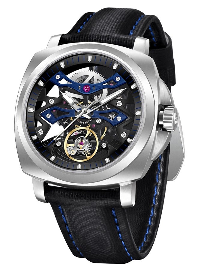 PAGANI DESIGN Automatic Men's Watches Stainless Steel Mechanical Skeleton Wrist Watch with PU Leather Watchband - Image 1