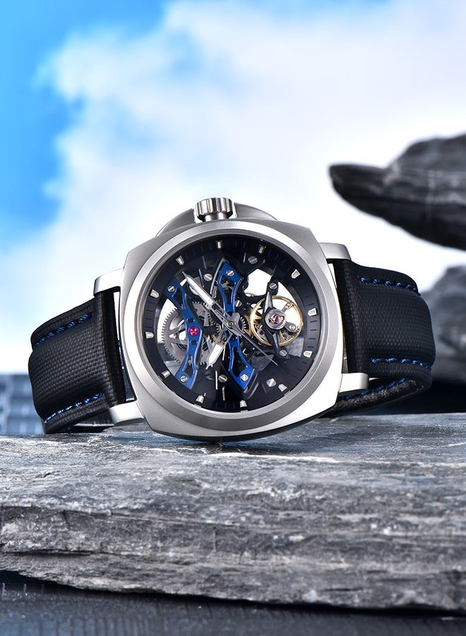 PAGANI DESIGN Automatic Men's Watches Stainless Steel Mechanical Skeleton Wrist Watch with PU Leather Watchband - Image 4