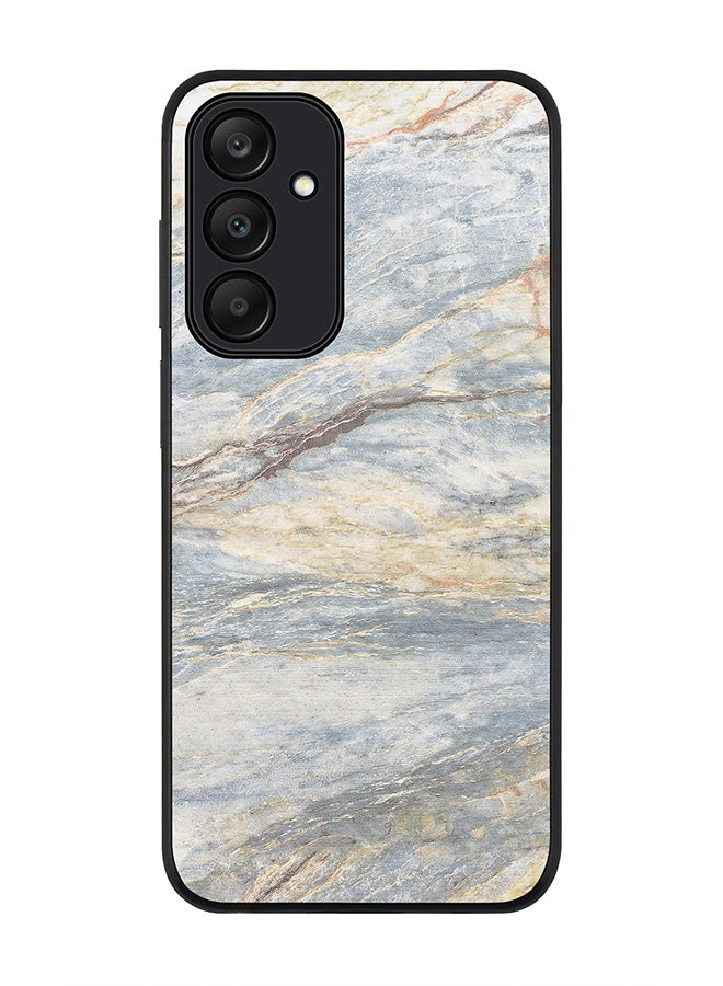 Stylizedd Rugged Black edge case for Samsung Galaxy A25, Slim fit Soft Case Flexible Anti Drop TPU Gel Thin Cover- Marble Print Grey Classic - Image 1
