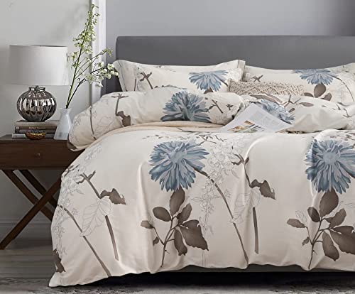 SLEEPBELLA Duvet Cover Full Size 600 Thread Count Cotton Botanical Flowers Pattern Printed Reversible Comforter Cover - Image 1