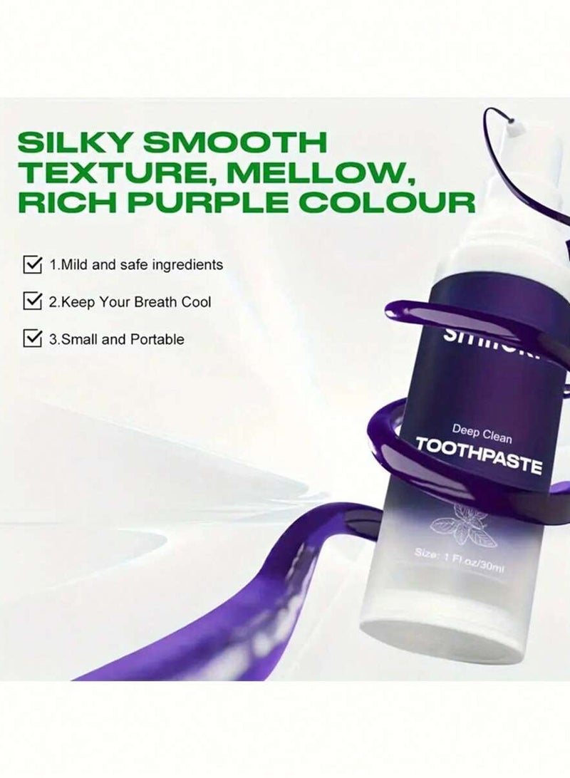 SMILEKIT Purple Toothpaste 30ml Mint, Tooth Color Treatment Polish, Teeth Stain Maker, Teeth Whitening Booster - Image 4