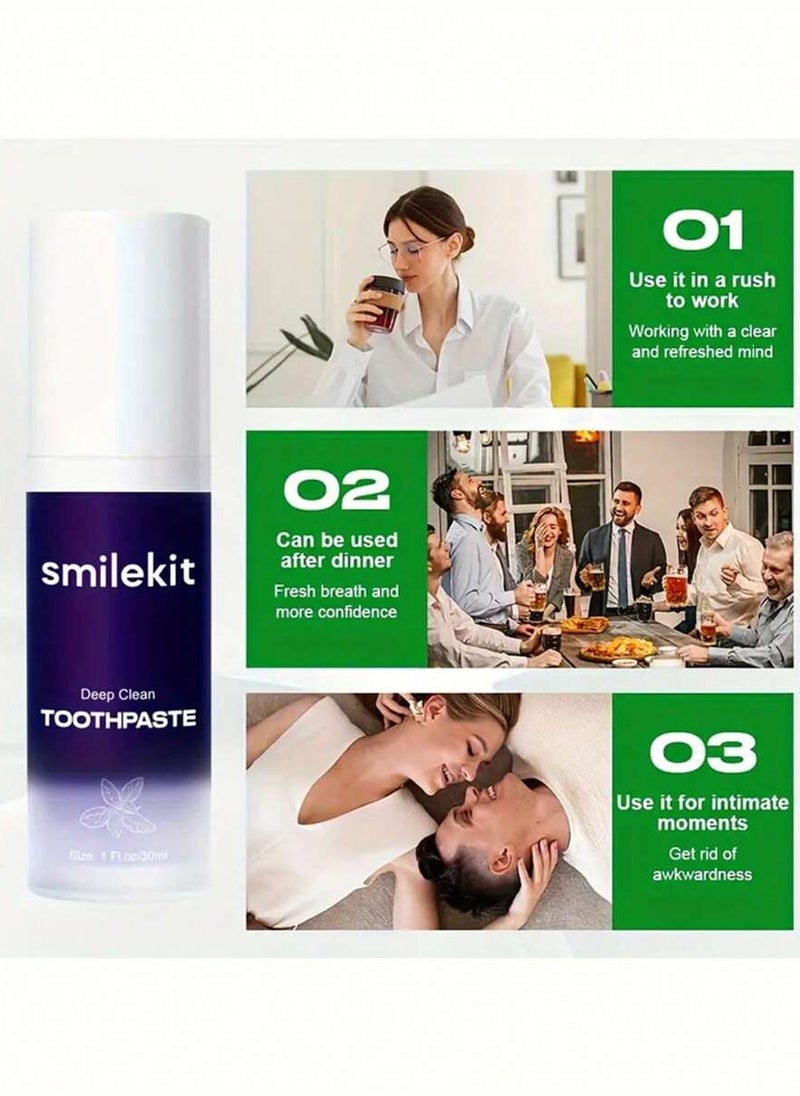SMILEKIT Purple Toothpaste 30ml Mint, Tooth Color Treatment Polish, Teeth Stain Maker, Teeth Whitening Booster  - Image 2