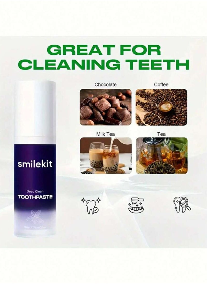 SMILEKIT Purple Toothpaste 30ml Mint, Tooth Color Treatment Polish, Teeth Stain Maker, Teeth Whitening Booster  - Image 4