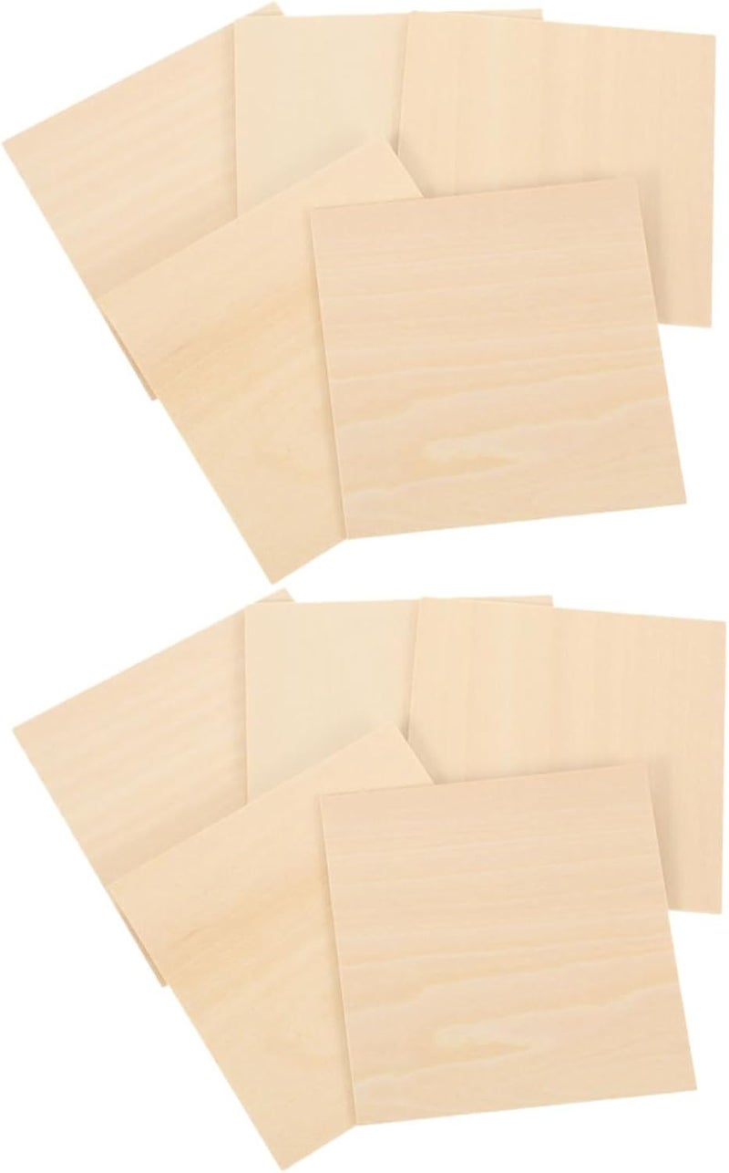 Zerodeko 10pcs Thin Basswood Plywood Boards 200x200x2mm Rectangle Wooden Slices for Crafts Engraving DIY Wood Planks Supplies for Hobbyists and Model Making - Image 1