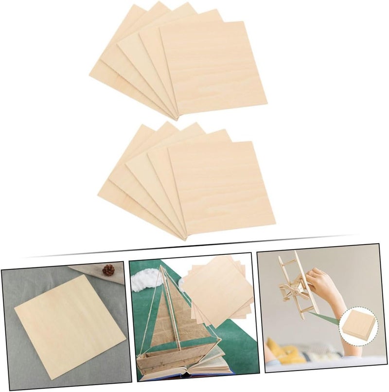 Zerodeko 10pcs Thin Basswood Plywood Boards 200x200x2mm Rectangle Wooden Slices for Crafts Engraving DIY Wood Planks Supplies for Hobbyists and Model Making - Image 3
