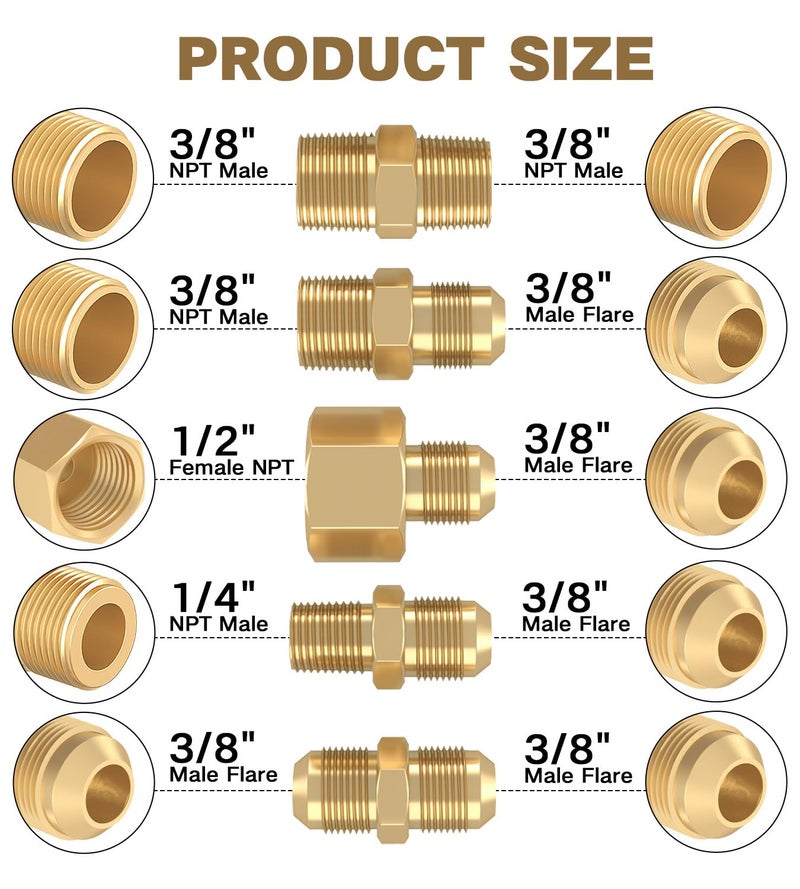 NQN Upgraded 6 Feet High Pressure Braided Propane Hose Extension with Conversion Coupling 3/8" Flare to 1/2" Female NPT, 1/4" Male NPT, 3/8" Male Flare for BBQ Grill, Fire Pit, Heater - Image 2
