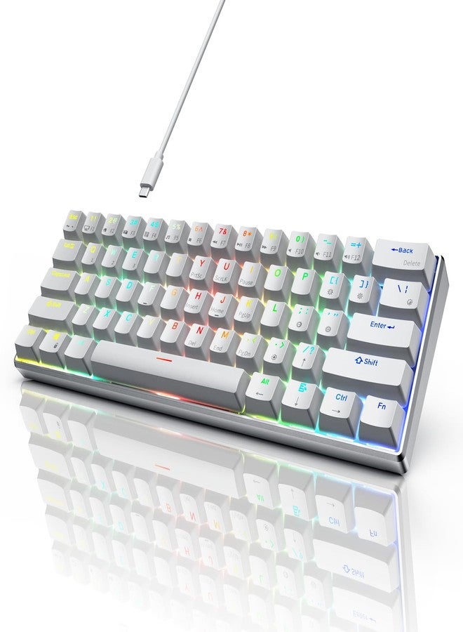 RK ROYAL KLUDGE 60% Mechanical Keyboard RK61 CNC, Wired Gaming Keyboard Aluminum Frame, Programmable RGB Backlit 61 Keys Ultra-Compact, Hot Swappable Gateron Red Switch, White