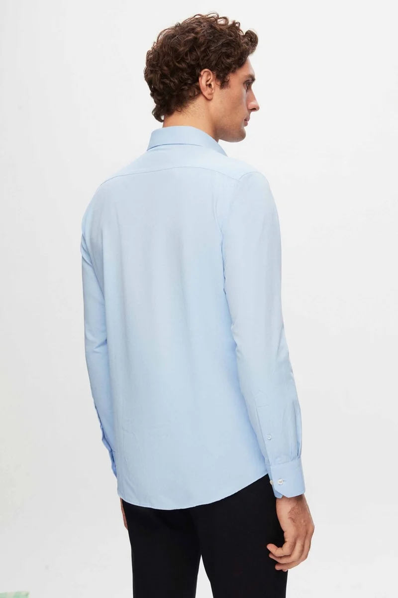 دي أس دامات D'S Groom Slim Fit Blue Plain Easy Iron Shirt 2HE02TR00139M